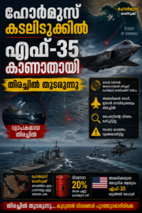 ഹോർമുസ് കടലിടുക്കിൽ എഫ്-35 കാണാതായി തിരച്ചിൽ തുടരുന്നു