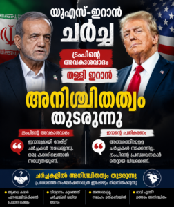യുഎസ്-ഇറാൻ ചർച്ച: ട്രംപിന്റെ അവകാശവാദം തള്ളി ഇറാൻ; അനിശ്ചിതത്വം തുടരുന്നു